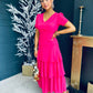 Margo Layered Midi Dress Fuchsia