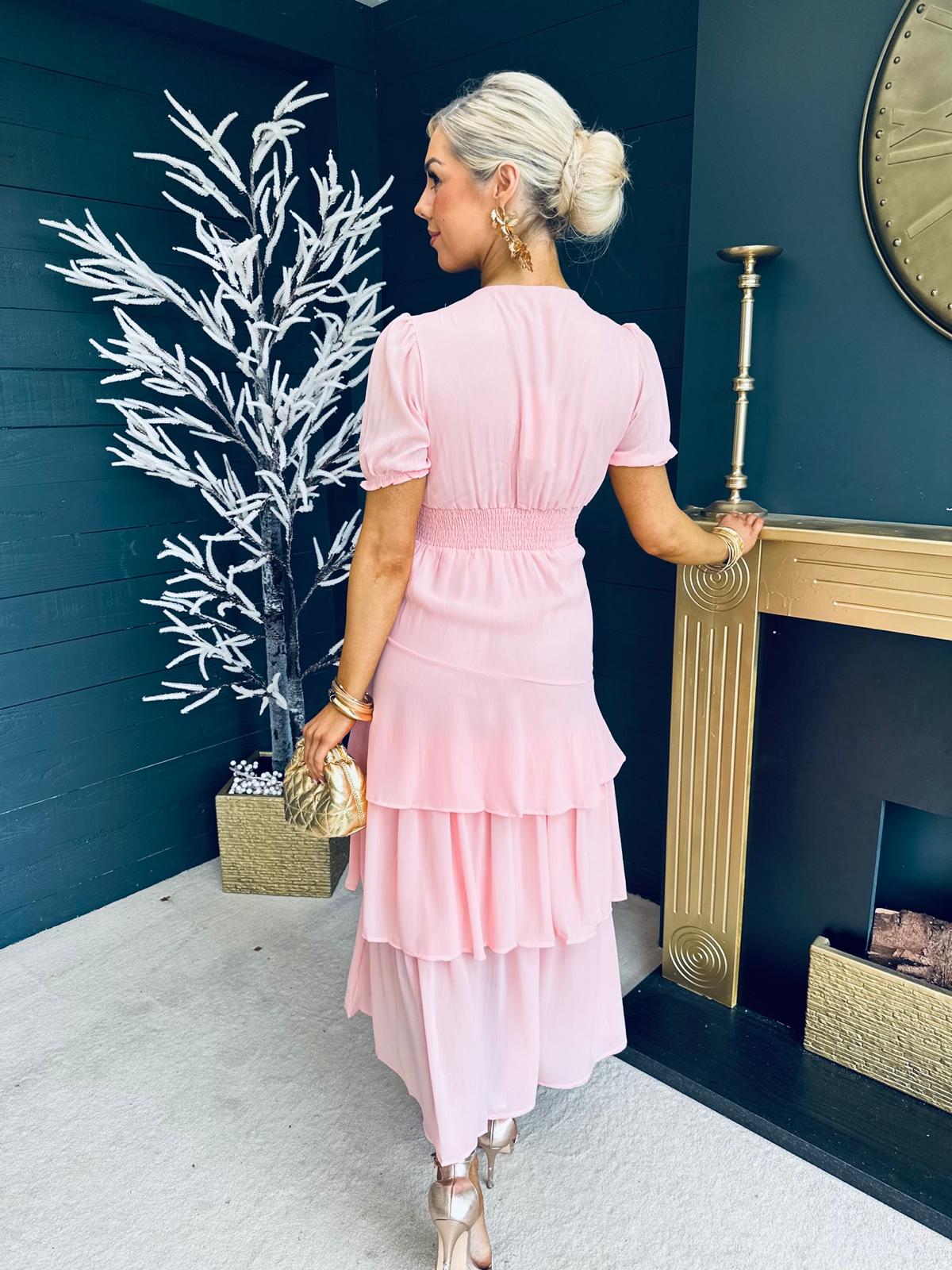 Margo Layered Midi Dress Pwr Pink