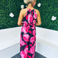 Nicky Rose Print Halterneck Dress Pink