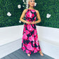Nicky Rose Print Halterneck Dress Pink Pre Order 1 May