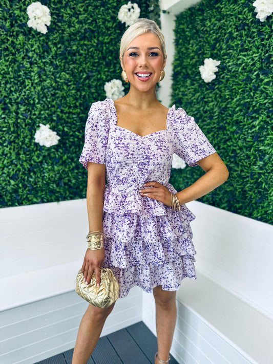 Julie Layered Mini Dress Lilac