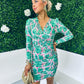 Gabi Ruched Mini Dress Floral Green