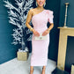 Rachel One Shoulder Occasion Midi Dress Blush