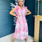 Rita Frill Detail Midi Dress Floral Pink