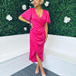 Willow Angel Sleeve Midi Dress Pink