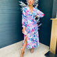 Macy Banded Midaxi Dress Floral Blue Pre Order 1 May