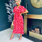 Meg Tie Front Midi Dress Red / Pink Pre Order 1 May