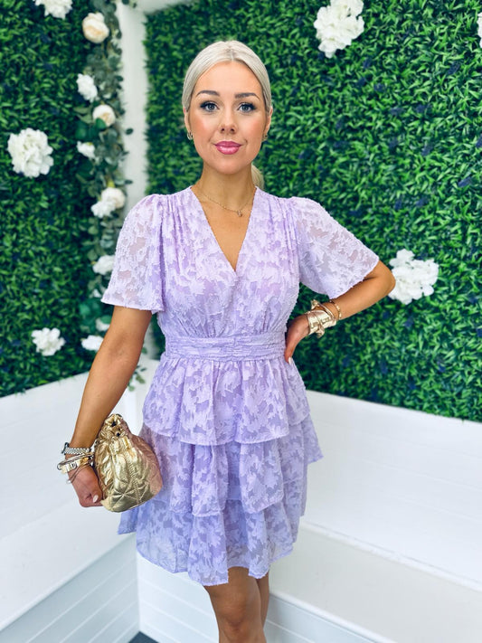 Pamela Tiered Mini Dress Lilac