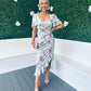 Heidi Ruched Midi Dress Floral Pastel Green