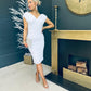 Miley White Sequin Occasion Midi Dress