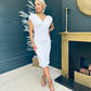 Miley White Sequin Occasion Midi Dress
