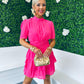 Una Layered Mini Dress Hot Pink