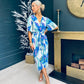 Eleanor Plisse Midi Dress Mix Blue