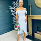 Camila Printed Midi Dress White Sequin