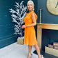 Lavina Pleated Mini Dress Orange