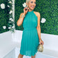 Dolly Pleated Mini Dress Emerald