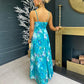 Cherie Printed Midaxi Dress Aqua