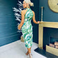 Alessia Halter Neck Midi Dress Abstract Green