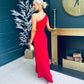 Kendra One Shoulder Pleated Dress Red Pre Order 15 May