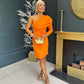 Edel One Shoulder Occasion Midi Dress Tangerine