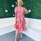 Kayla Layered Midi Dress Pink