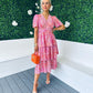 Kayla Layered Midi Dress Pink
