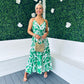 Romy Cross Over Midi Dress Floral Green