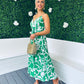 Romy Cross Over Midi Dress Floral Green