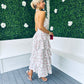 Zeena Frill Detail Midi Dress Off White
