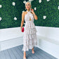 Zeena Frill Detail Midi Dress Off White