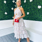 Zeena Frill Detail Midi Dress Off White