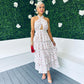 Zeena Frill Detail Midi Dress Off White