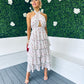 Zeena Frill Detail Midi Dress Off White