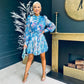 Zenith Detailed Mini Dress Paisley Blue