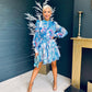 Zenith Detailed Mini Dress Paisley Blue