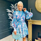Zenith Detailed Mini Dress Paisley Blue