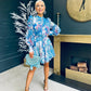 Zenith Detailed Mini Dress Paisley Blue
