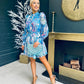 Zenith Detailed Mini Dress Paisley Blue
