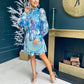 Zenith Detailed Mini Dress Paisley Blue