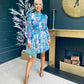 Zenith Detailed Mini Dress Paisley Blue