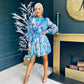 Zenith Detailed Mini Dress Paisley Blue