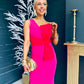 Emani Pink Dress With Red Bow