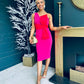 Emani Pink Dress With Red Bow