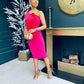 Emani Pink Dress With Red Bow