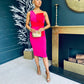 Emani Pink Dress With Red Bow
