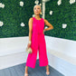 Lyra Round Neck Culotte Jumpsuit Fuchsia