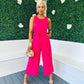 Lyra Round Neck Culotte Jumpsuit Fuchsia