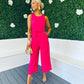 Lyra Round Neck Culotte Jumpsuit Fuchsia