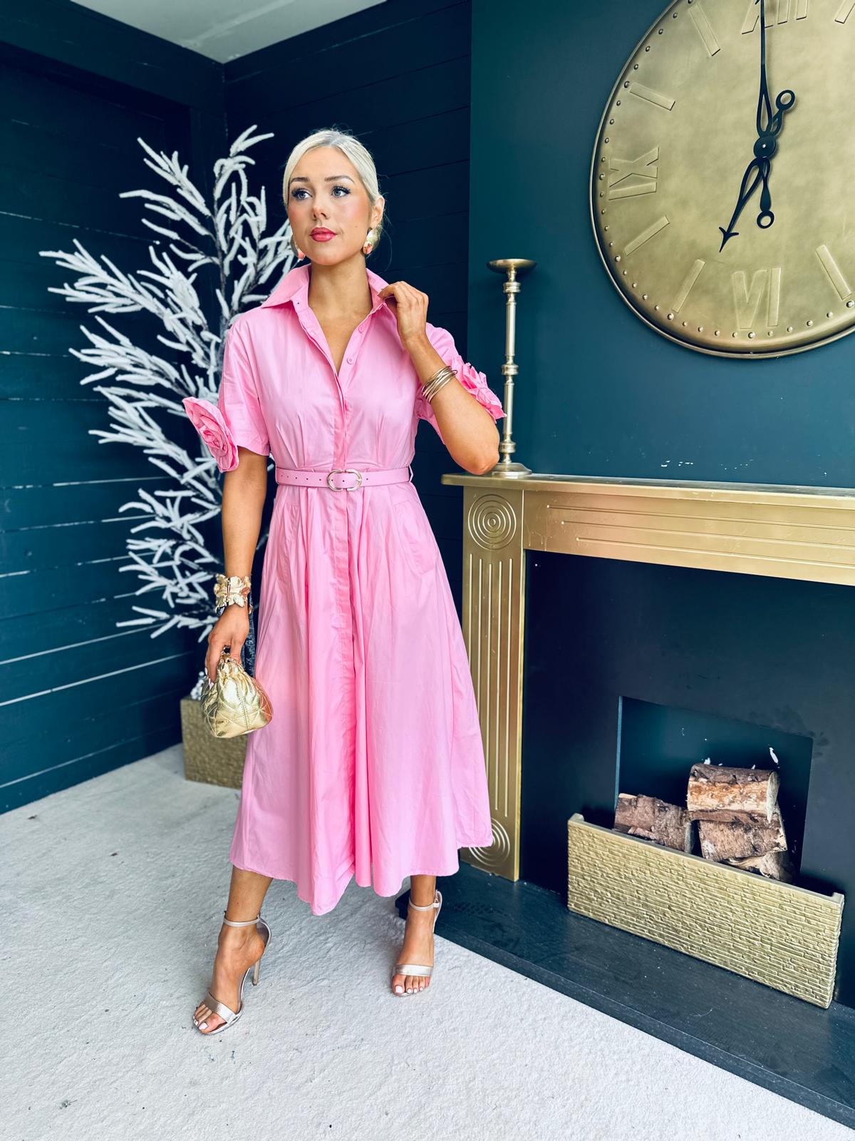 Iggy Detailed Shirt Dress Pink