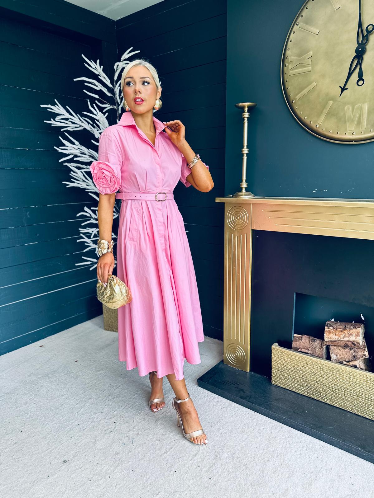 Iggy Detailed Shirt Dress Pink